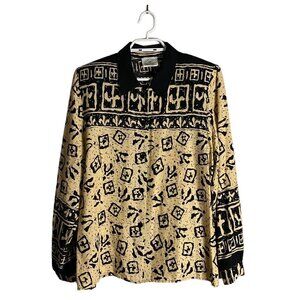 Jane Lane Collection Women's Vintage Patterned Button-Up Shirt Sz M